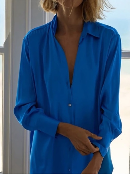 Tops - ZARA Cobalt Blue Satin Effect Blouse XS